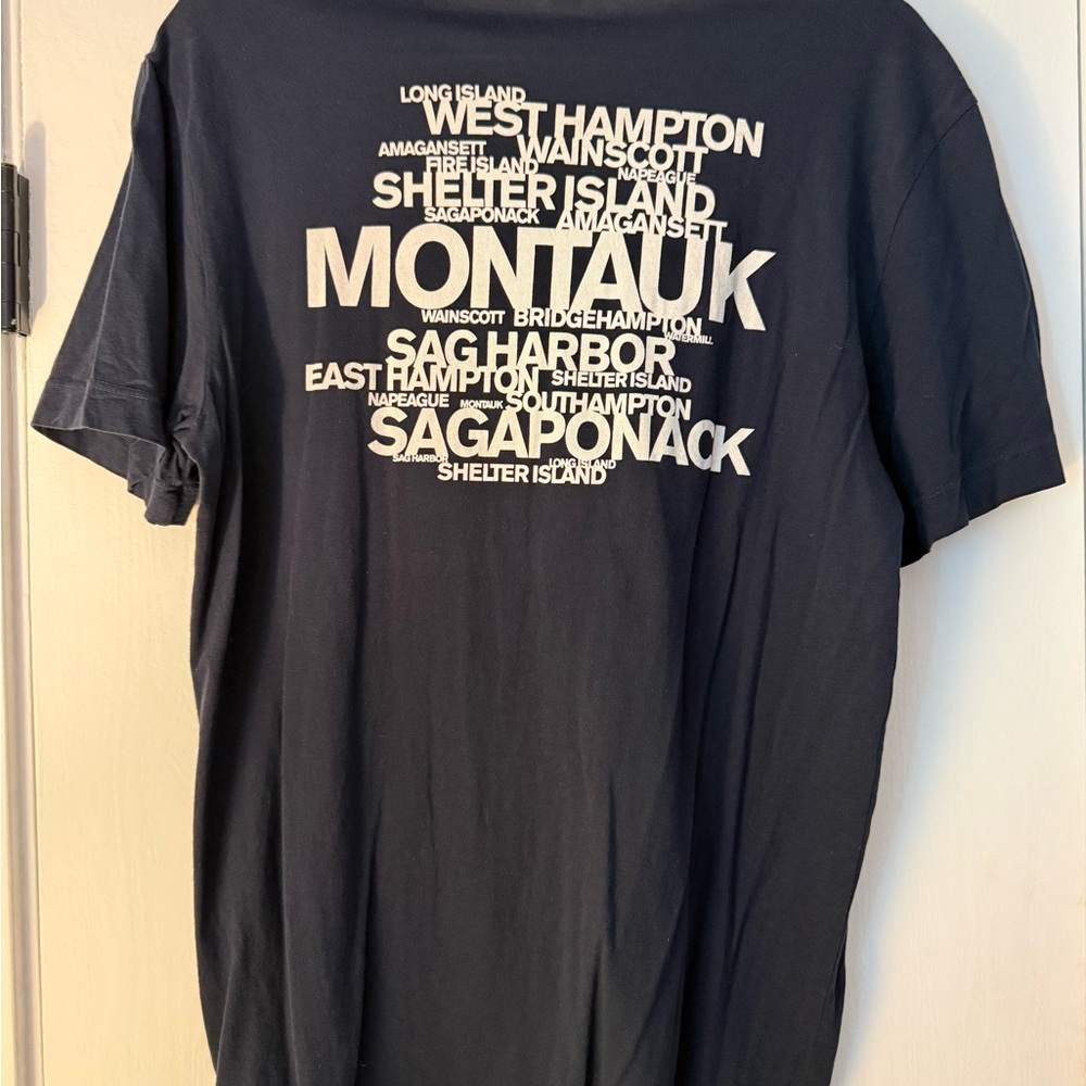 James Perse Navy Tee with White Text
